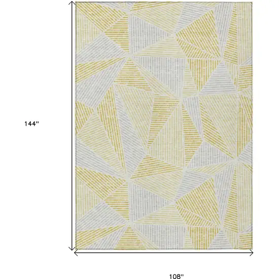 Gold Gray And Wheat Geometric Washable Indoor Outdoor Area Rug Photo 3