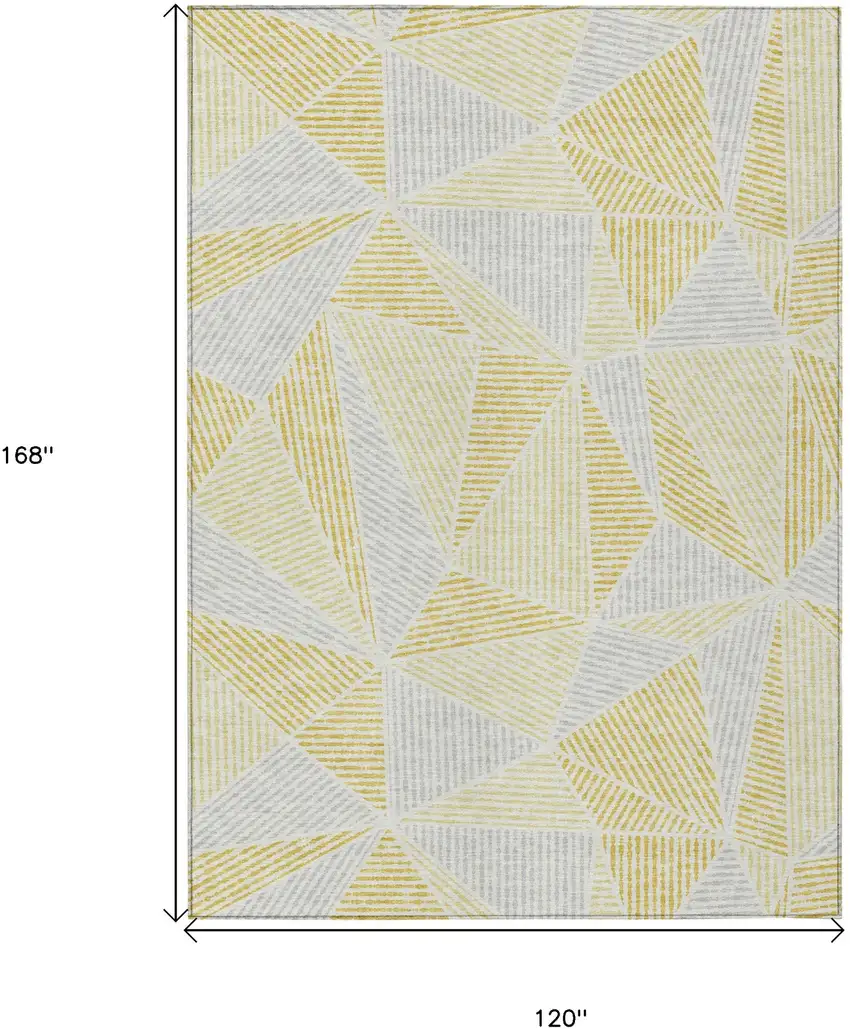 Gold Gray And Wheat Geometric Washable Indoor Outdoor Area Rug Photo 3
