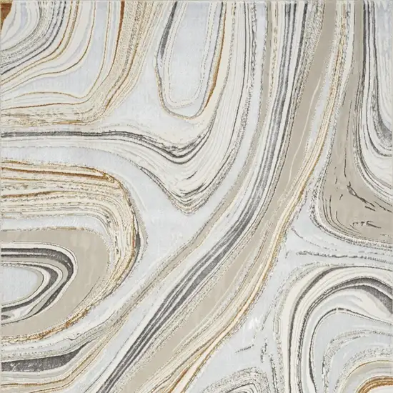 Gold Gray and Ivory Abstract Non Skid Area Rug Photo 3
