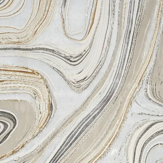Gold Gray and Ivory Abstract Non Skid Area Rug Photo 2