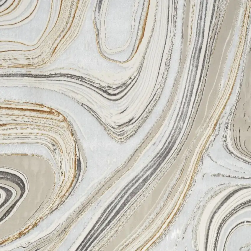 Gold Gray and Ivory Abstract Non Skid Area Rug Photo 2