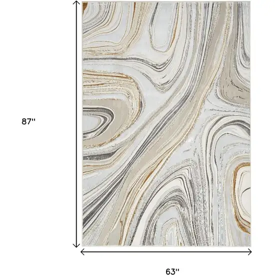 Gold Gray and Ivory Abstract Non Skid Area Rug Photo 3