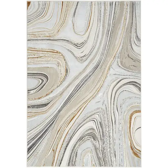 Gold Gray and Ivory Abstract Non Skid Area Rug Photo 4