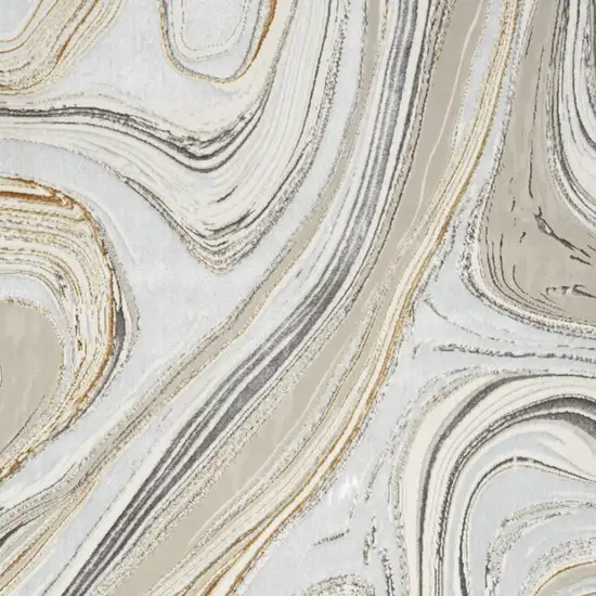 Gold Gray and Ivory Abstract Non Skid Area Rug Photo 7