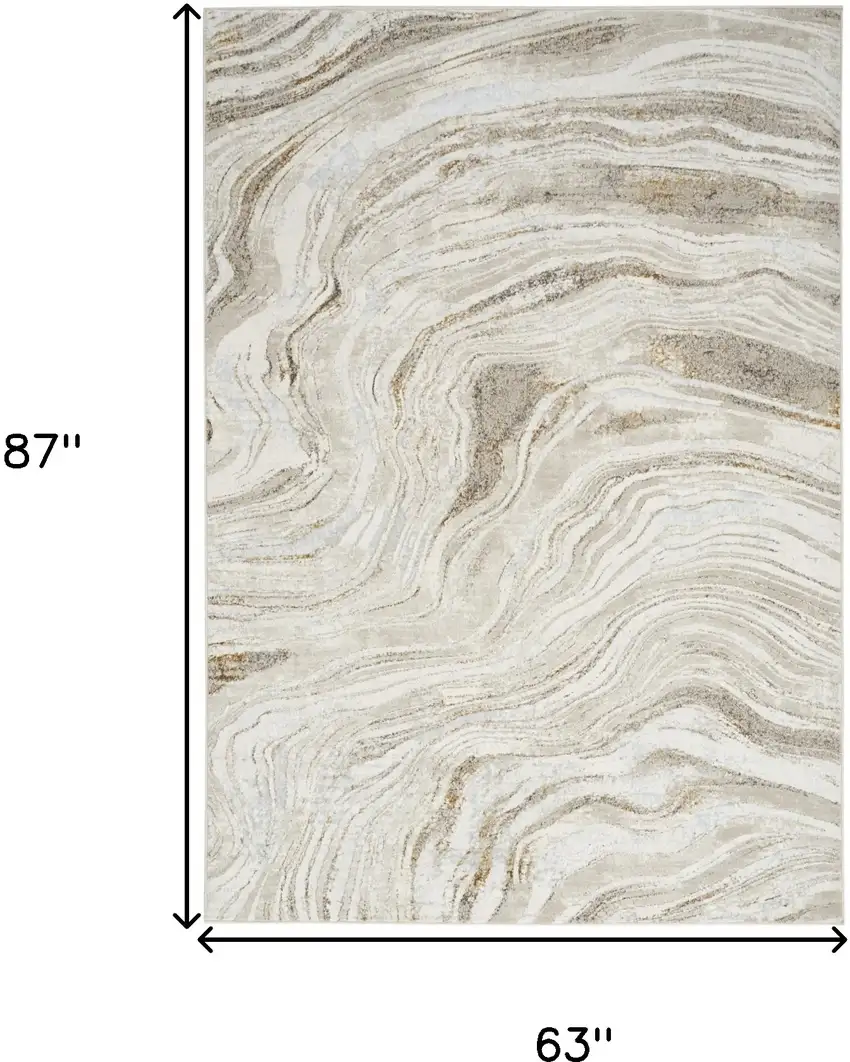 Gold Gray and Ivory Abstract Non Skid Area Rug Photo 3