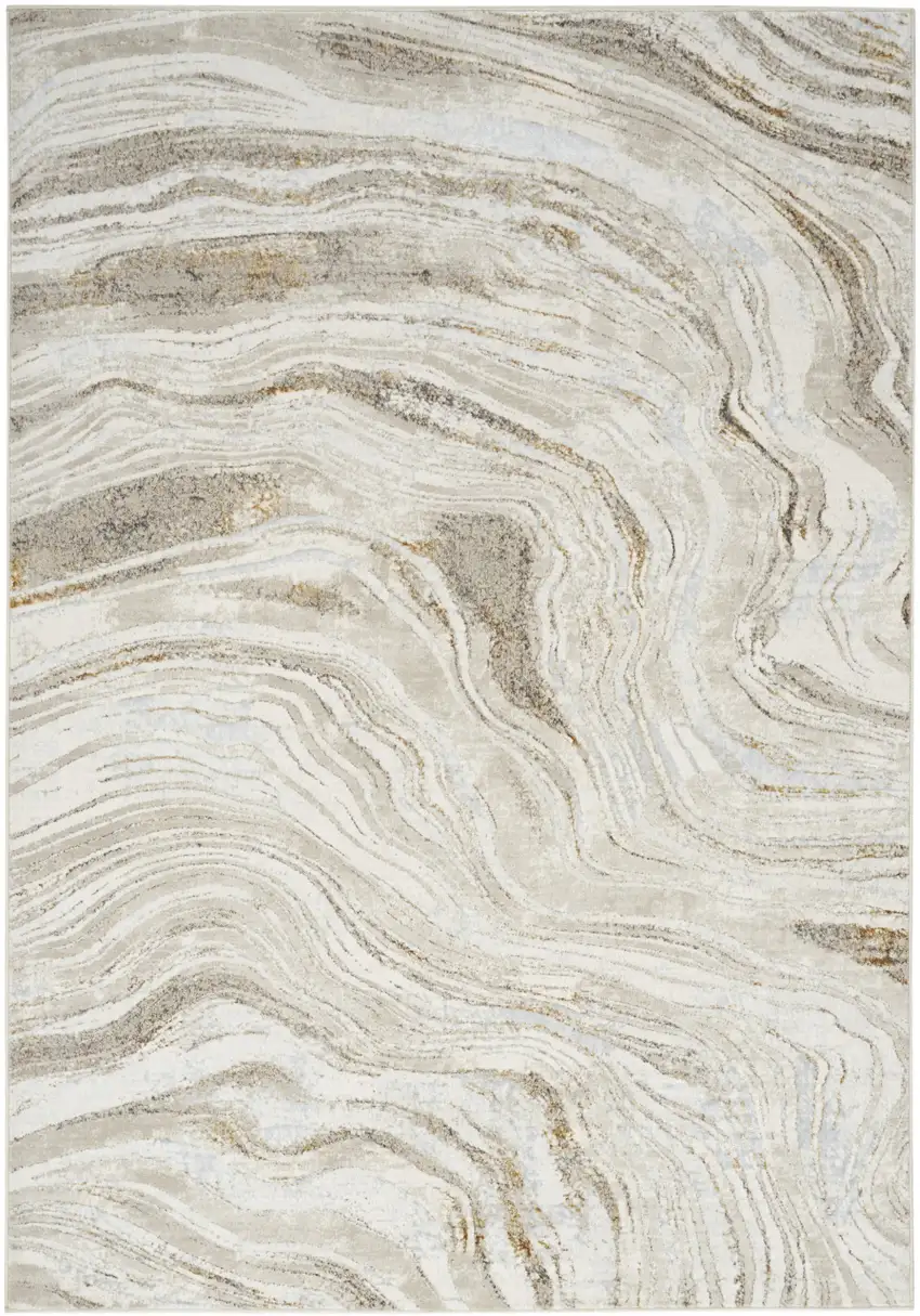 Gold Gray and Ivory Abstract Non Skid Area Rug Photo 5