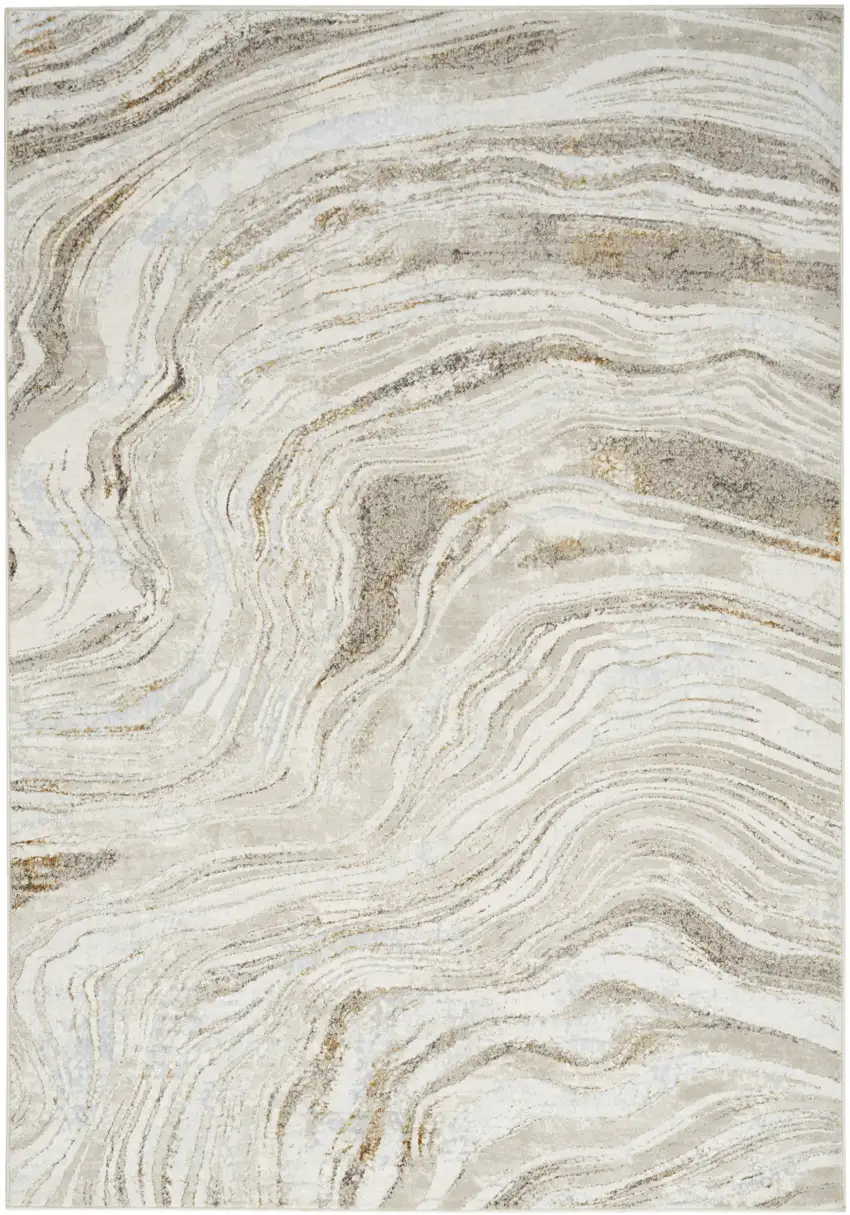 Gold Gray and Ivory Abstract Non Skid Area Rug Photo 9