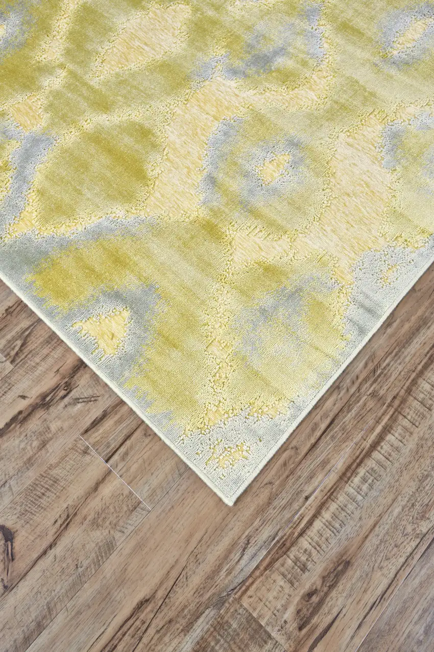 Gold Gray and Tan Abstract Power Loom Area Rug Photo 4