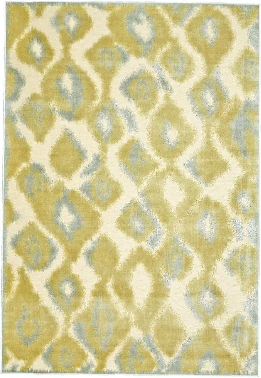 Gold Gray and Tan Abstract Power Loom Area Rug Photo 2