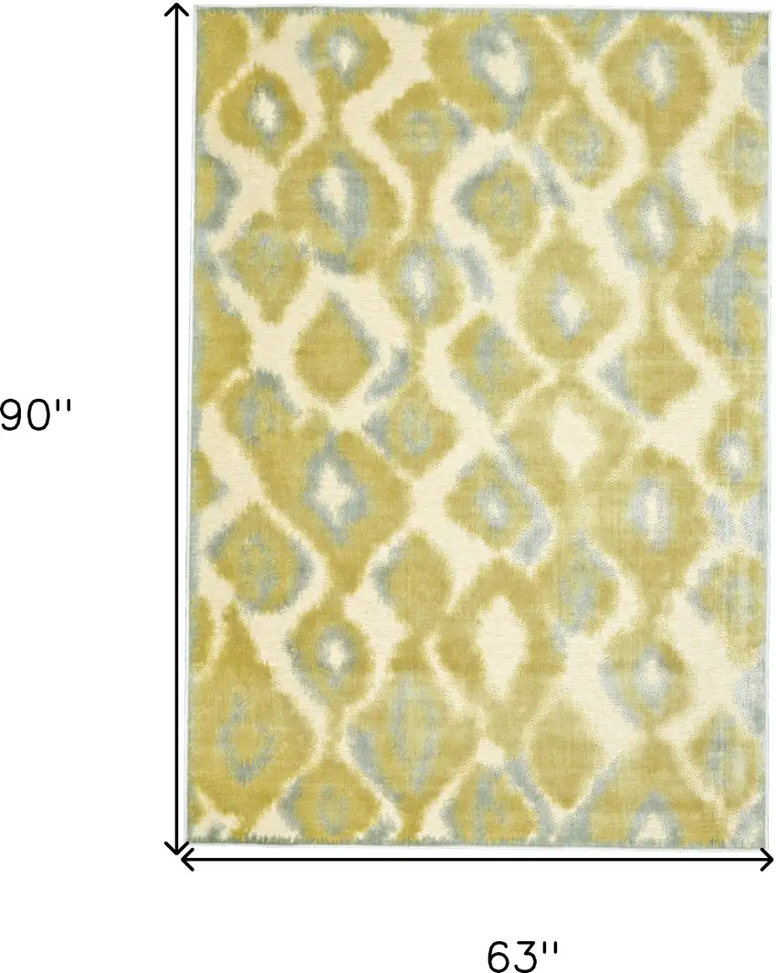 Gold Gray and Tan Abstract Power Loom Area Rug Photo 3