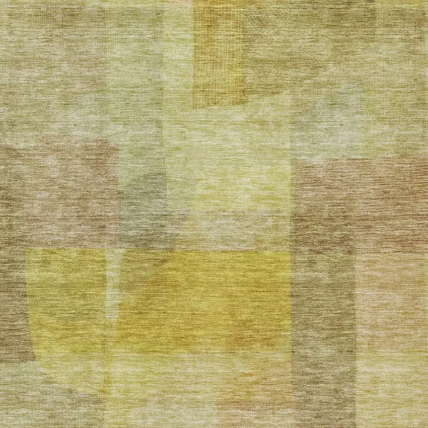 Gold Green And Brown Abstract Washable Indoor Outdoor Area Rug Photo 5