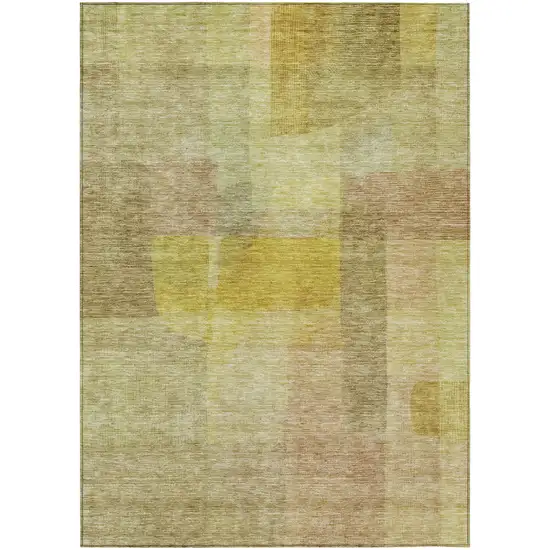 Gold Green And Brown Abstract Washable Indoor Outdoor Area Rug Photo 2