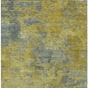 Photo of Gold Green And Gray Abstract Washable Indoor Outdoor Area Rug