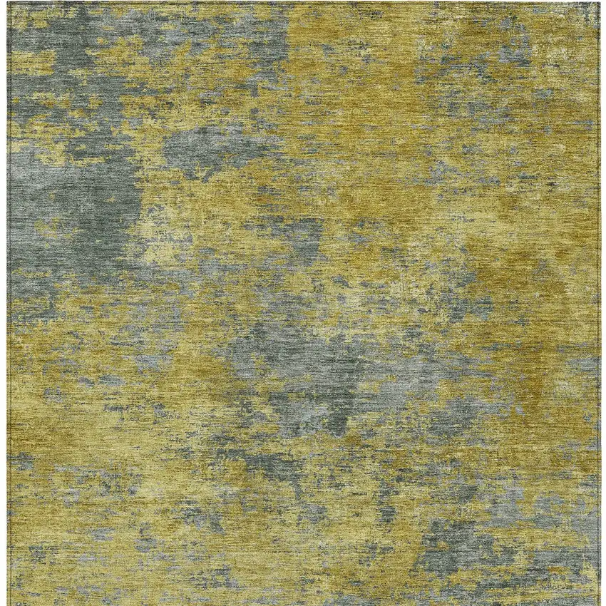 Gold Green And Gray Abstract Washable Indoor Outdoor Area Rug Photo 5