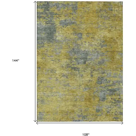 Gold Green And Gray Abstract Washable Indoor Outdoor Area Rug Photo 7