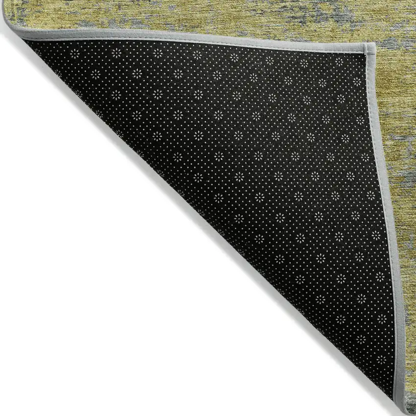 Gold Green And Gray Abstract Washable Indoor Outdoor Area Rug Photo 3