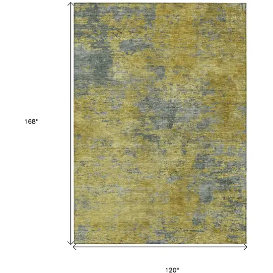 Gold Green And Gray Abstract Washable Indoor Outdoor Area Rug Photo 6