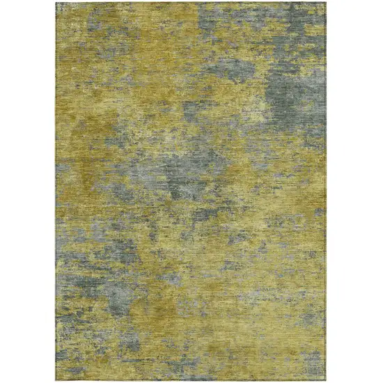 Gold Green And Gray Abstract Washable Indoor Outdoor Area Rug Photo 5