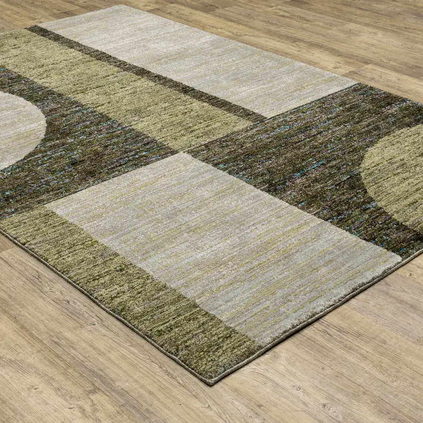 Blue and Beige Geometric Power Loom Area Rug Photo 6
