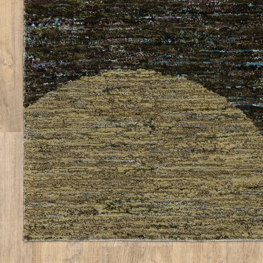 Blue and Beige Geometric Power Loom Area Rug Photo 9