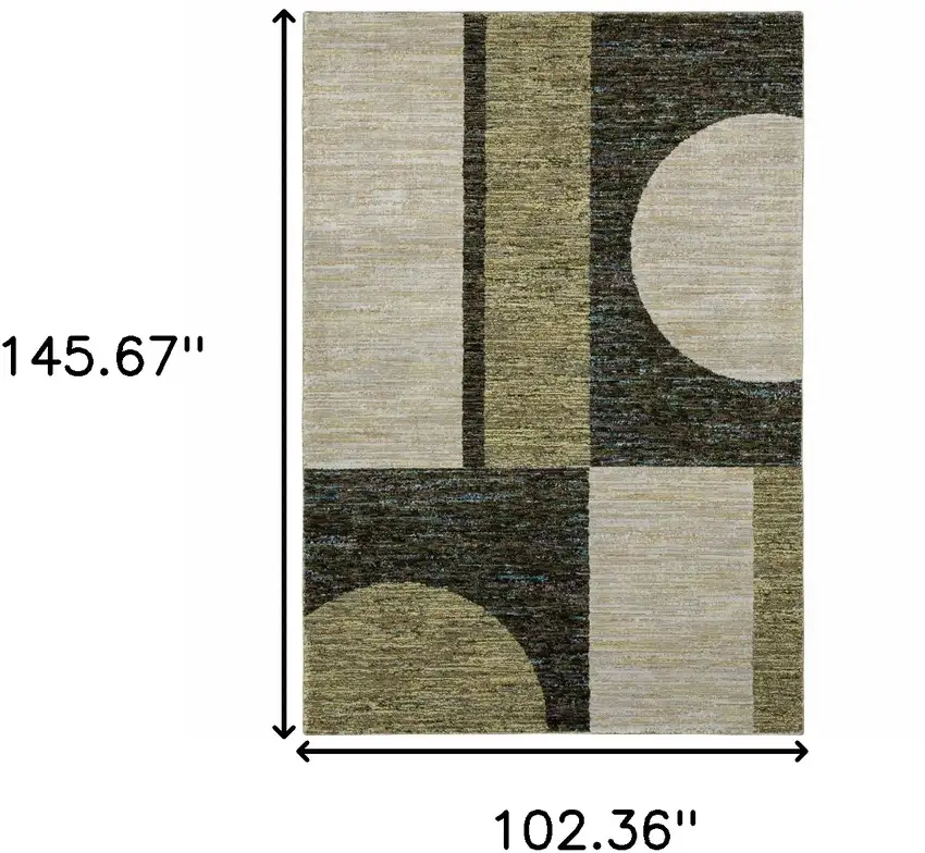 Blue and Beige Geometric Power Loom Area Rug Photo 3