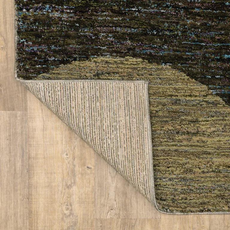 Gold Green Charcoal Teal Blue Purple Grey And Beige Geometric Power Loom Stain Resistant Runner Rug Photo 5