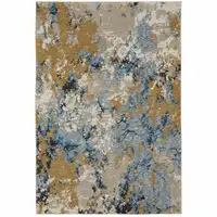 Photo of Gold Grey And Ivory Abstract Power Loom Stain Resistant Area Rug