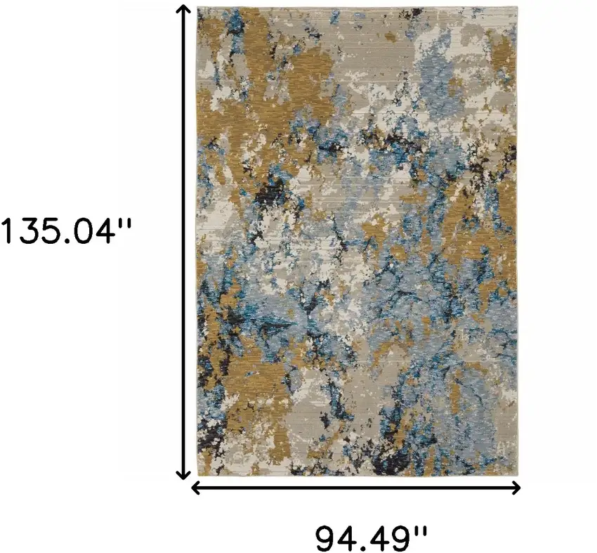 Gold Grey And Ivory Abstract Power Loom Stain Resistant Area Rug Photo 7