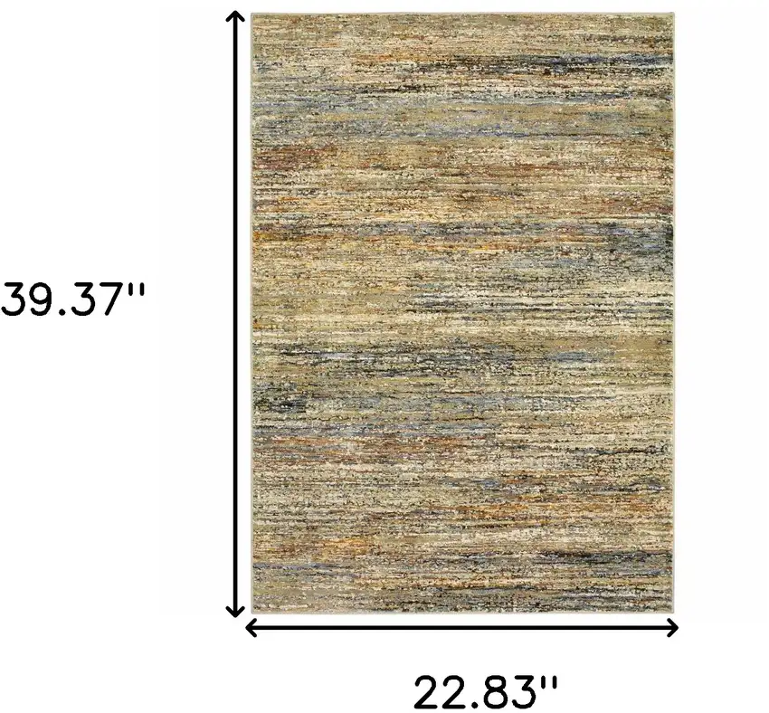 Blue and Ivory Abstract Power Loom Area Rug Photo 3
