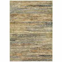 Photo of Gold Grey Tan Blue Green And Brown Abstract Power Loom Stain Resistant Area Rug