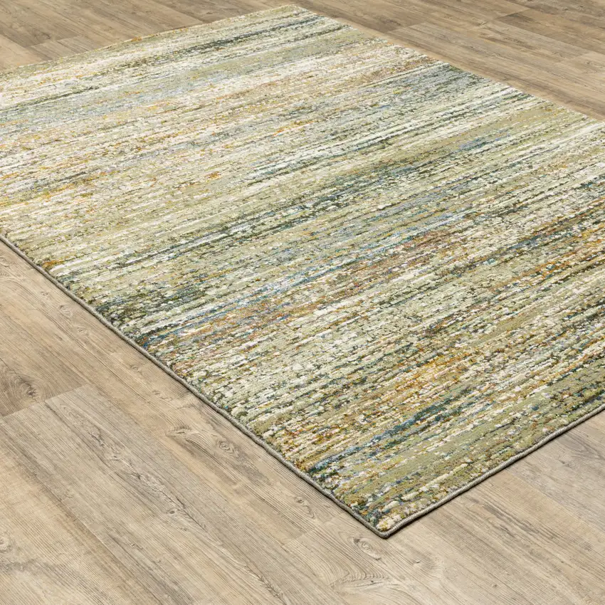 Gold Grey Tan Blue Green And Brown Abstract Power Loom Stain Resistant Area Rug Photo 9