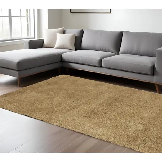 Gold Shag Hand Woven Area Rug Photo 1