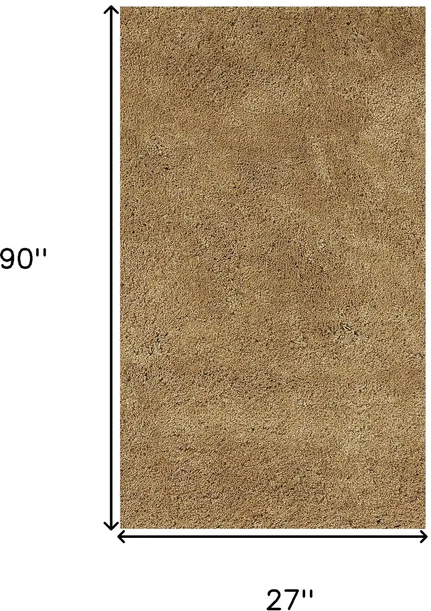 8' Gold Indoor Shag Runner Rug Photo 3
