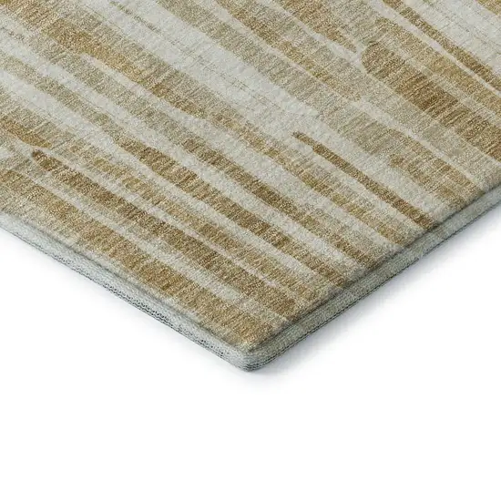 Gold Ivory And Beige Abstract Washable Area Rug With UV Protection Photo 7