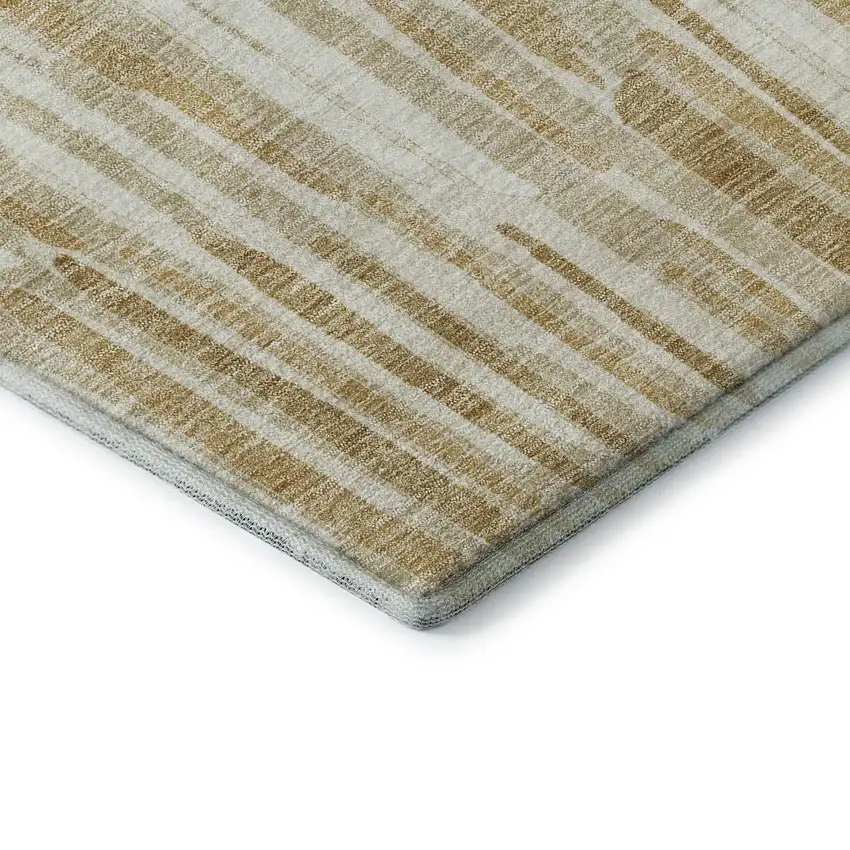 Gold Ivory And Beige Abstract Washable Area Rug With UV Protection Photo 7