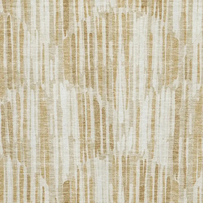 Gold Ivory And Beige Abstract Washable Area Rug With UV Protection Photo 3