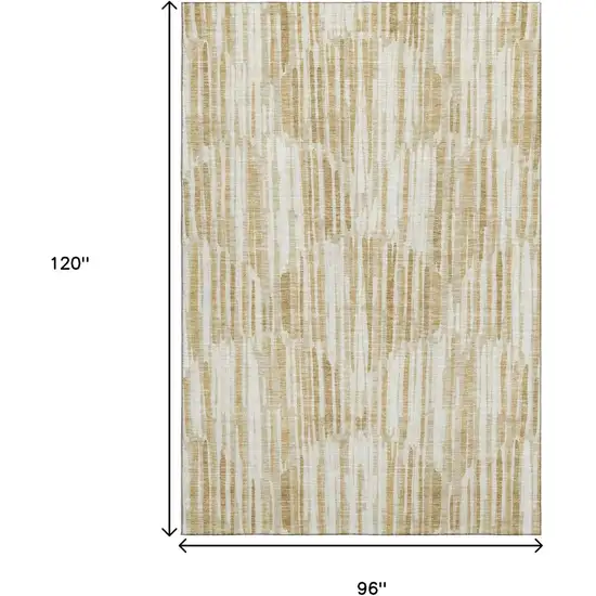 Gold Ivory And Beige Abstract Washable Area Rug With UV Protection Photo 3