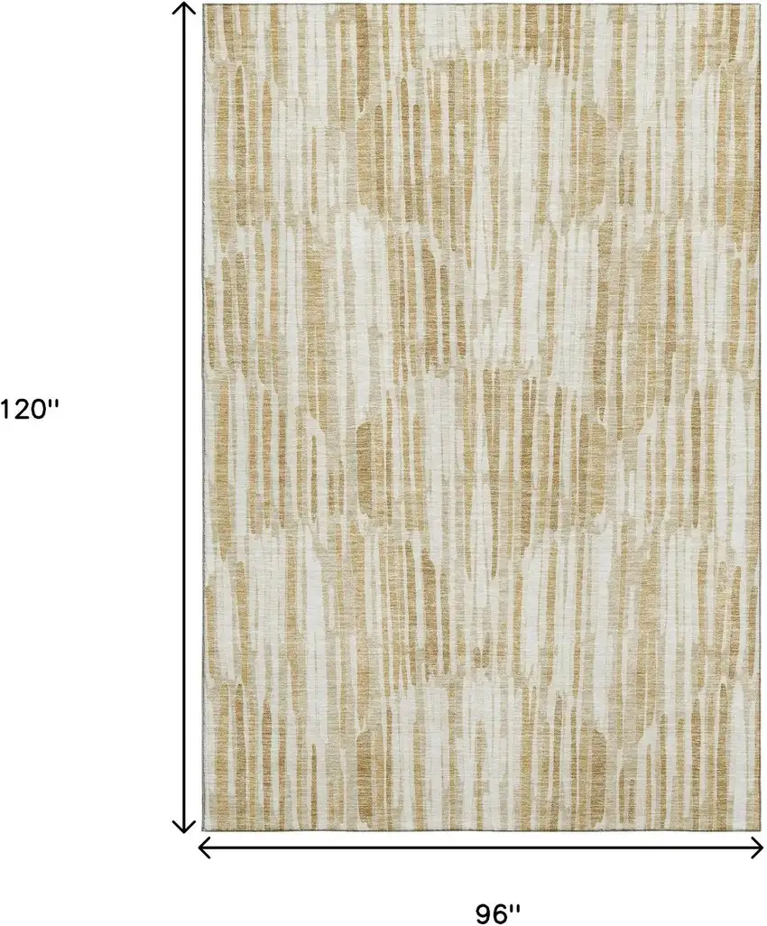 Gold Ivory And Beige Abstract Washable Area Rug With UV Protection Photo 3