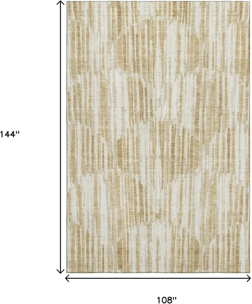 Gold Ivory And Beige Abstract Washable Area Rug With UV Protection Photo 3