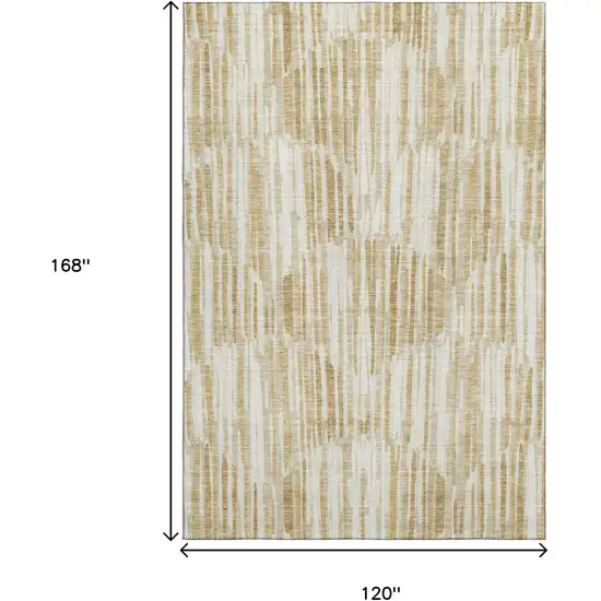 Gold Ivory And Beige Abstract Washable Area Rug With UV Protection Photo 3