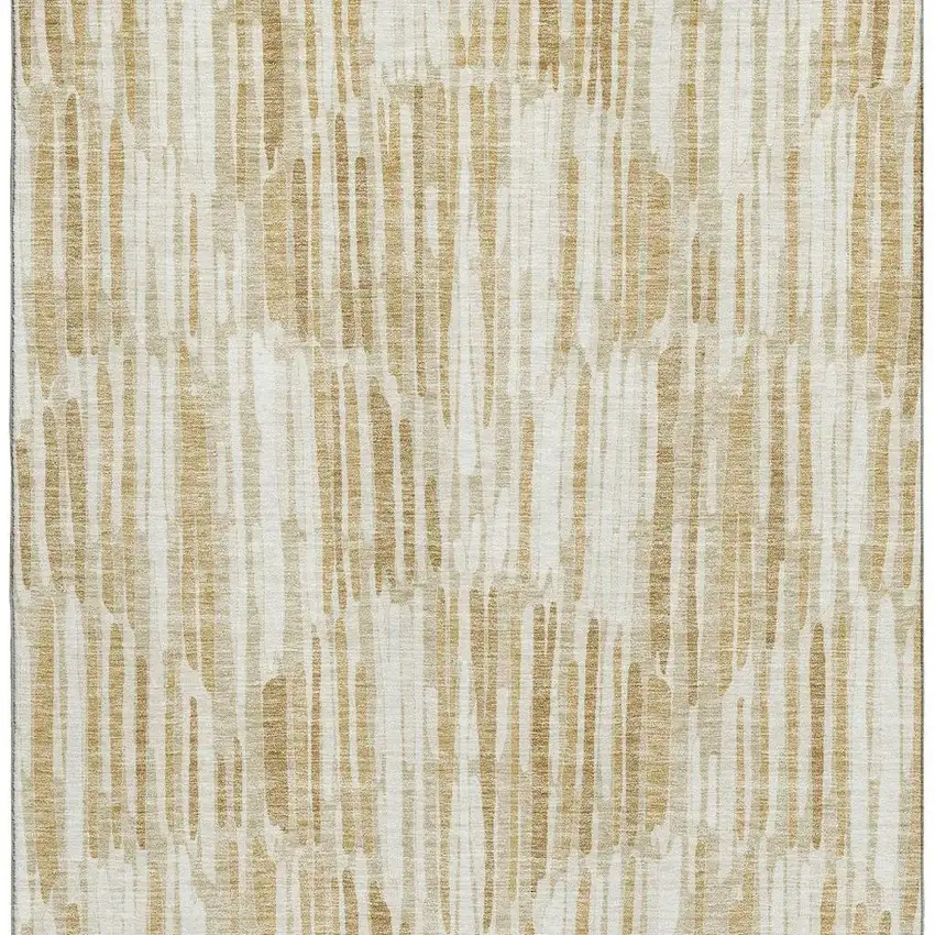 Gold Ivory And Beige Abstract Washable Area Rug With UV Protection Photo 4