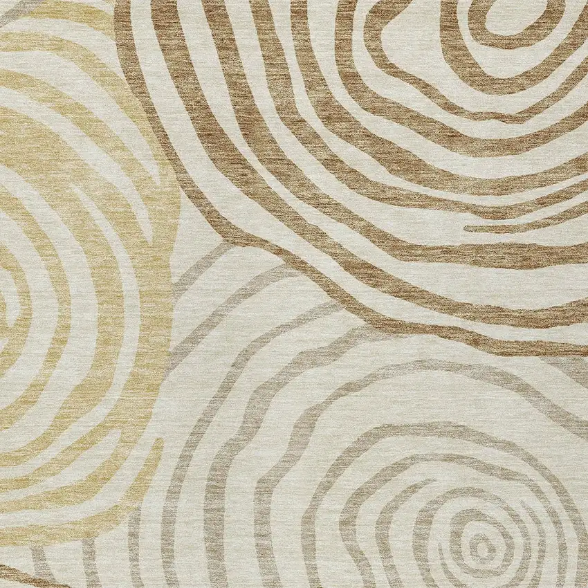Gold Ivory And Beige Abstract Washable Indoor Outdoor Area Rug Photo 5