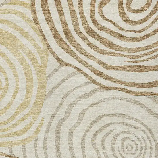 Gold Ivory And Beige Abstract Washable Indoor Outdoor Area Rug Photo 5