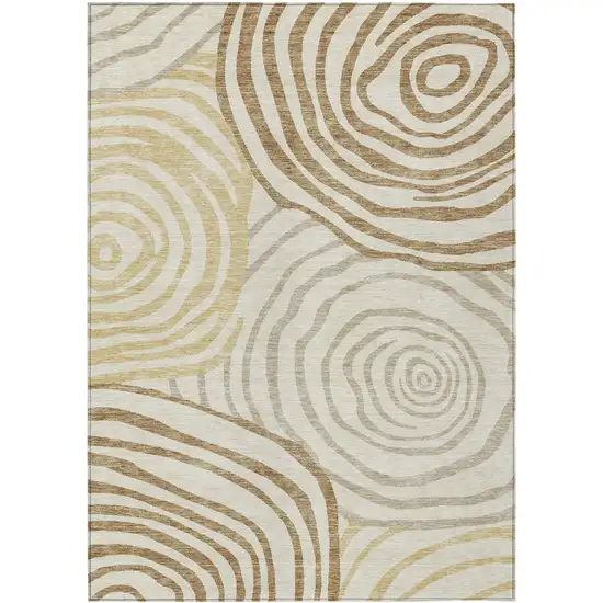 Gold Ivory And Beige Abstract Washable Indoor Outdoor Area Rug Photo 2