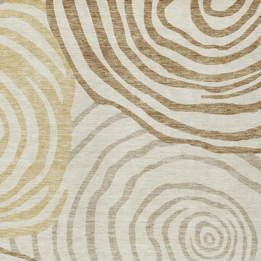 Gold Ivory And Beige Abstract Washable Indoor Outdoor Area Rug Photo 6
