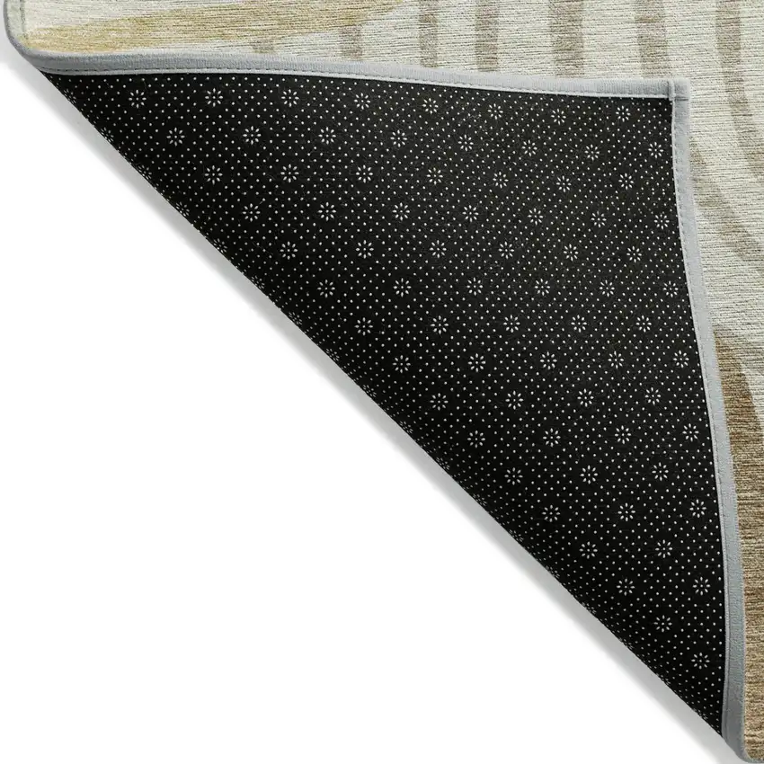 Gold Ivory And Beige Abstract Washable Indoor Outdoor Area Rug Photo 2