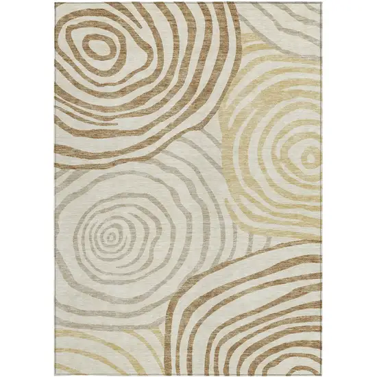 Gold Ivory And Beige Abstract Washable Indoor Outdoor Area Rug Photo 5