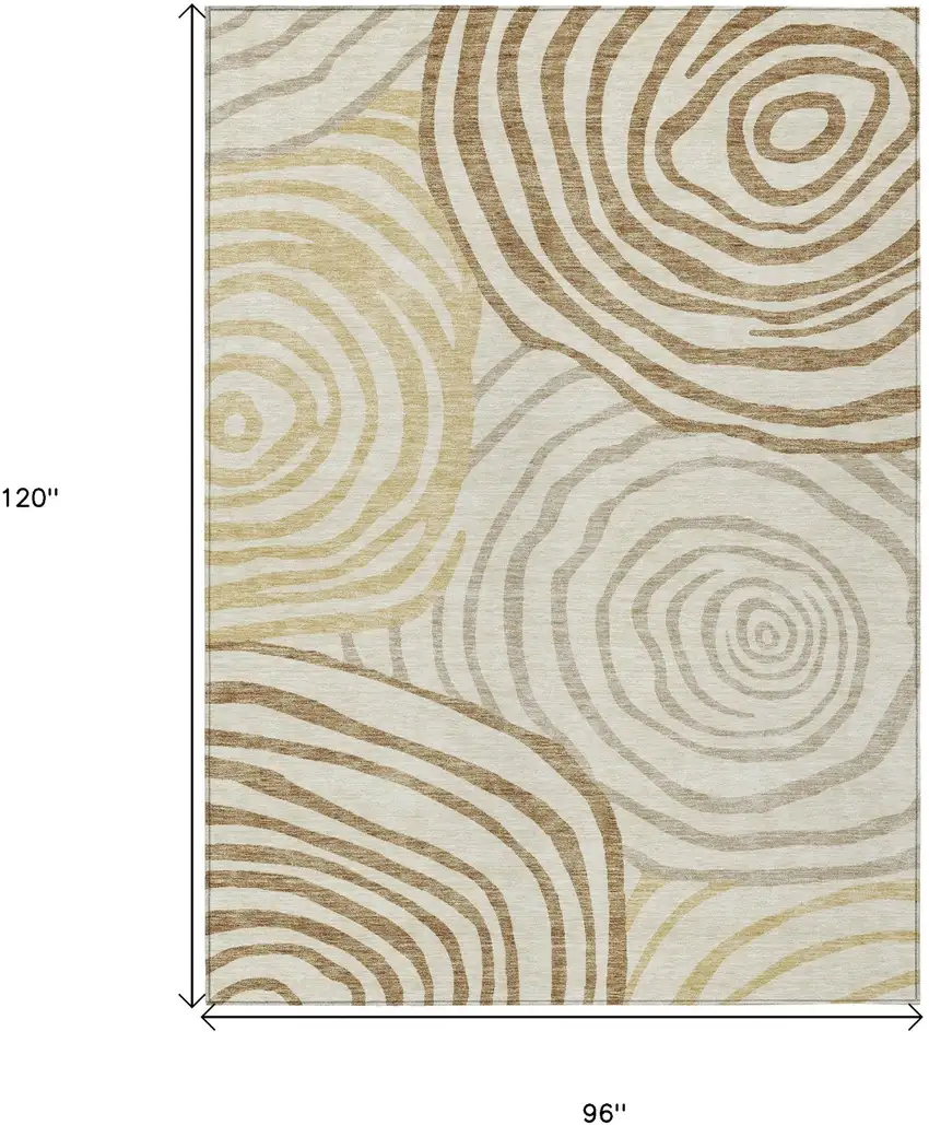 Gold Ivory And Beige Abstract Washable Indoor Outdoor Area Rug Photo 3