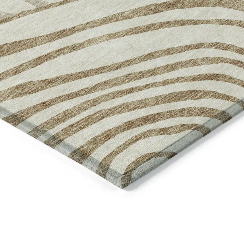 Gold Ivory And Beige Abstract Washable Indoor Outdoor Area Rug Photo 3