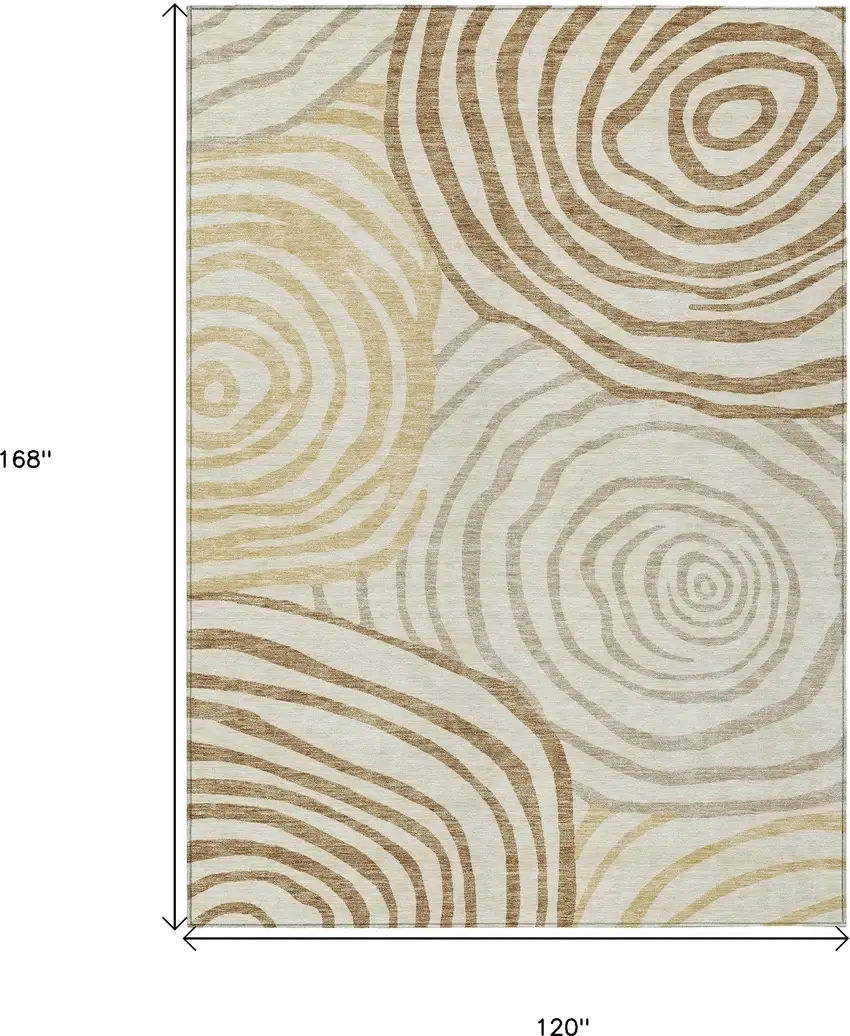 Gold Ivory And Beige Abstract Washable Indoor Outdoor Area Rug Photo 3